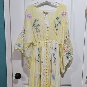 Fillyboo Light Yellow Floral Embroidered Dress